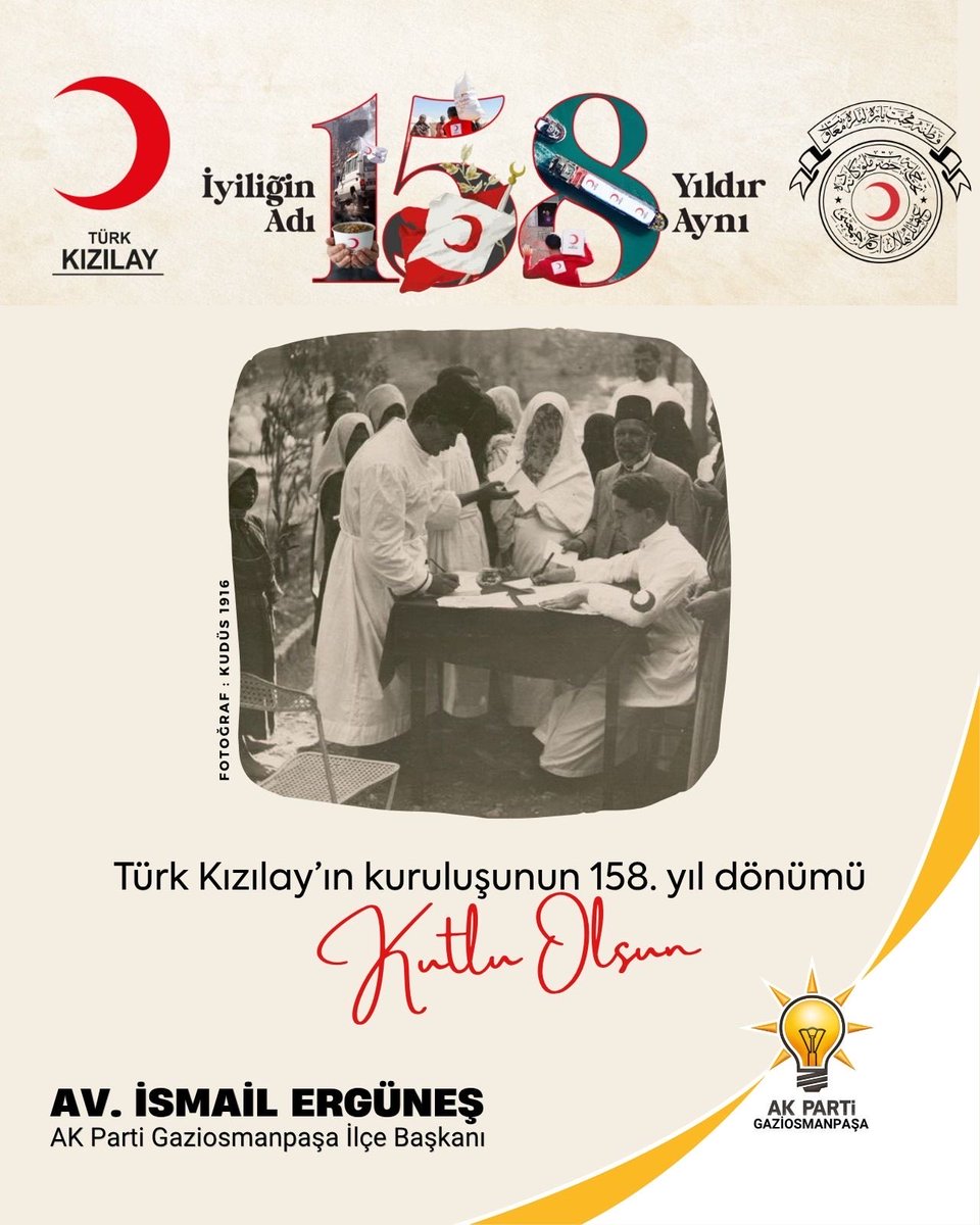 ismailerguness's tweet photo. Hilal-i Ahmer’den bugüne iyiliğin ve merhametin sembolü olan, milletimizin vicdanını ve dayanışma ruhunu yaşatan Türk Kızılay’ın 158. kuruluş yıl dönümü kutlu olsun. https://t.co/9DJmylEMXd