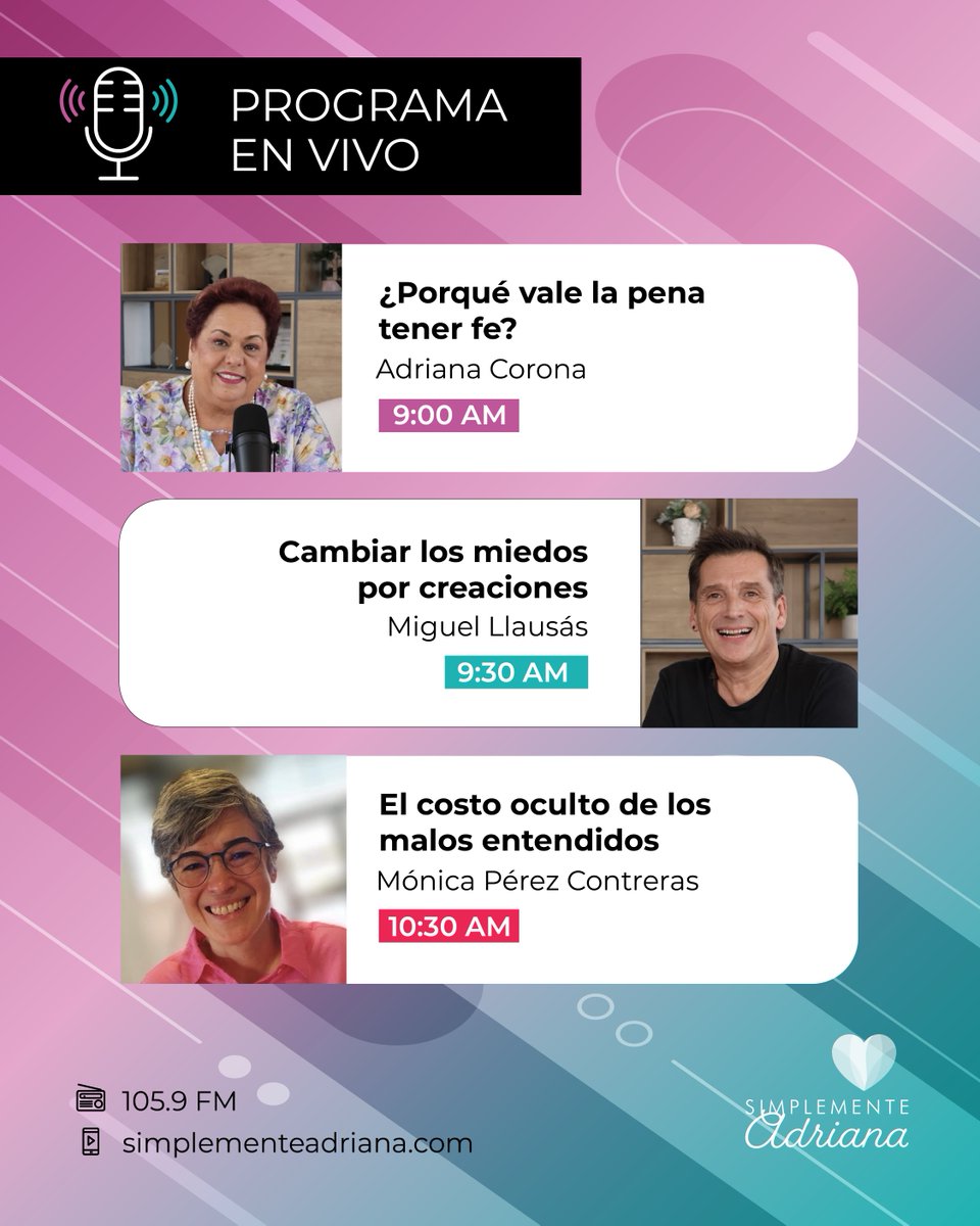 adrianacoronag's tweet photo. Hoy puede ser un gran día para aprender algo nuevo. 🌱 Te espero en vivo en #SimplementeAdriana para compartir una mañana llena de ideas, experiencias y voces que siempre dejan algo valioso.
Escucha aquí:
📱Por Internet: https://t.co/rThgp2T6BT
📻 Radio en Guadalajara: 105.9 FM https://t.co/K175HEZBEP