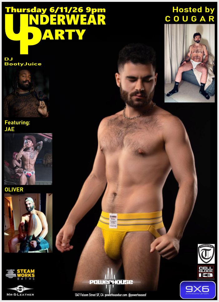 sfPOWERHOUSE's tweet photo. @RubberDuckySF Social and UP-Underwear Party tonight...Divine Masc Happy Hours and CUIR on Friday get your weekend started in SOMA!! https://t.co/DZpItzCbHC