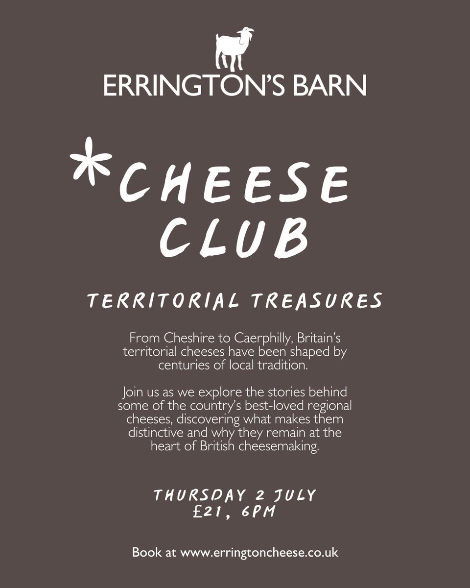ErringtonCheese's tweet photo. July Cheese Club at Errington's Barn: Territorial Treasures

Thursday 2 July | 6pm | £21pp

https://t.co/C3CLmQJzEl https://t.co/P3BGDjsKC8