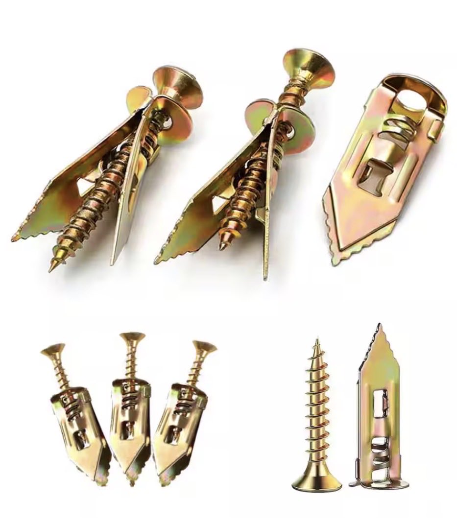 wrexrrw's tweet photo. @Layemie001 These are the best drywall anchors imo. No need to predrill, just hammer them in. Much easier to fill and hide the hole (slit) if you ever decide to remove the anchor. https://t.co/dx1GvllmOE