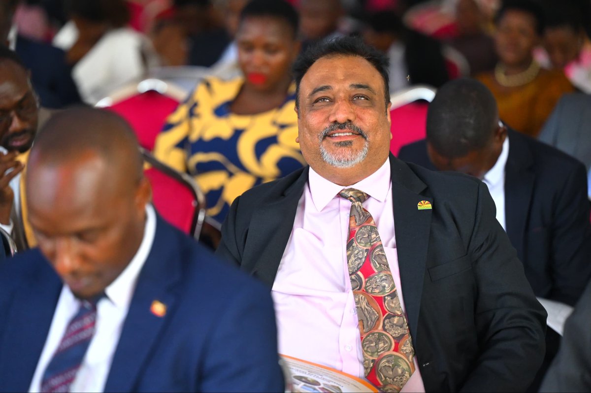 _JMAlex's tweet photo. Honorable Minister @STanna444 of @mtic_uganda, alongside his son, Hon @shyamtanna_, the Member of Parliament for Tororo Municipality, and Honorable Minister @KiryowaKk, all present at Kololo Ceremonial Grounds before the presentation of #TheBudget26 reading by Honorable @henrymusasizi1 on behalf of His Excellency President @KagutaMuseveni. #KnowYourBudget26 #TheBudget26