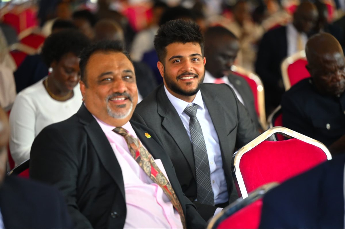 _JMAlex's tweet photo. Honorable Minister @STanna444 of @mtic_uganda, alongside his son, Hon @shyamtanna_, the Member of Parliament for Tororo Municipality, and Honorable Minister @KiryowaKk, all present at Kololo Ceremonial Grounds before the presentation of #TheBudget26 reading by Honorable @henrymusasizi1 on behalf of His Excellency President @KagutaMuseveni. #KnowYourBudget26 #TheBudget26