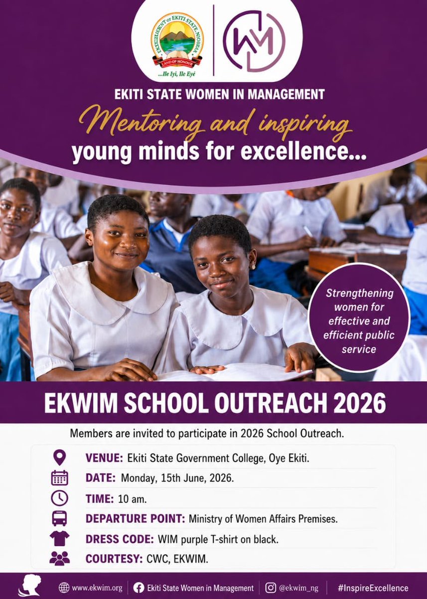 PjBabafemi's tweet photo. Thank you, @EkitiWim - Torchbearers of hope, greatness, and a bright future for our girls 🔥 https://t.co/e2dVDcqKso