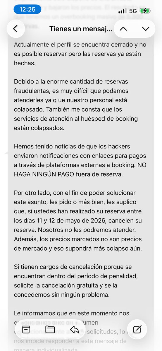 ElPulguis's tweet photo. @bookingcom está plataforma me canceló el mismo día de llegada a Madrid, cuatro horas antes del check in. Y nadie dice nada. Nadie te ayuda. Te dejan botado https://t.co/g686yb0lK1