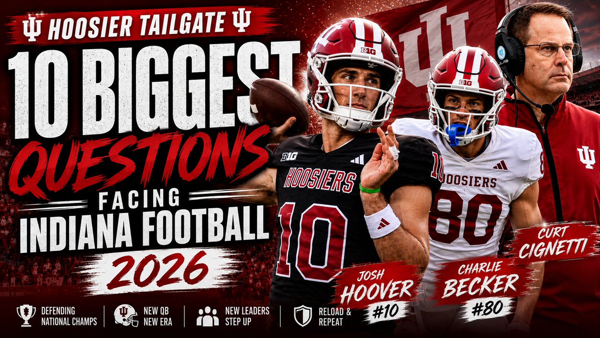 CoachGriff55's tweet photo. 🏈 LIVE TONIGHT | 7:30 PM ET
Indiana Football enters 2026 as the DEFENDING NATIONAL CHAMPIONS, but can the Hoosiers stay on top?
Tonight on Hoosier Tailgate, we'll count down the 🔟 BIGGEST QUESTIONS facing Indiana Football in 2026.
Plus:
⚖️ Brendan Sorsby vs NCAA – Has the legal system made NCAA rules irrelevant?
🏆 Curt Cignetti & Fernando Mendoza named to the inaugural TIME 100 Sports List
🔥 Can Josh Hoover lead another championship run?
🔥 Can Bryant Haines reload another elite defense?
🔥 Can Indiana repeat as National Champions?
Join us LIVE tonight at 7:30 PM ET and bring your questions!
#iufb #IndianaFootball #Hoosiers #CFB #BigTen #CollegeFootball #HoosierTailgate @TheHoosiercom