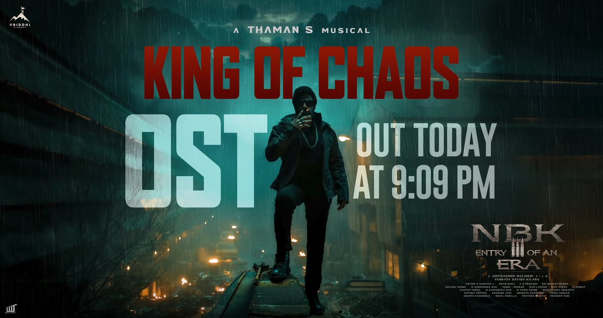 UrsVamsiShekar's tweet photo. THE KING OF CHAOS 🔥
And tonight, he gets his anthem ❤️‍🔥

Entry of an ERA OST Lyrical Video
out Today at 9:09 PM 😎

#NBK111 https://t.co/xPN6rIHVlW