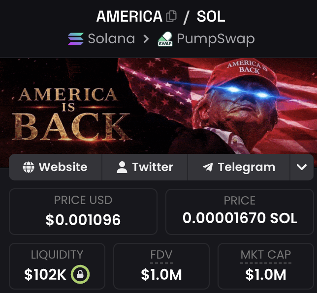 blazeycrypto's tweet photo. Been watching $AMERICA closely

Sub-$1m is where it starts being a real opportunity

That's the level where I load heavy and stop second-guessing it

As long as Trump sits in that office, the America narrative does not fade https://t.co/LCy2QdqP4j