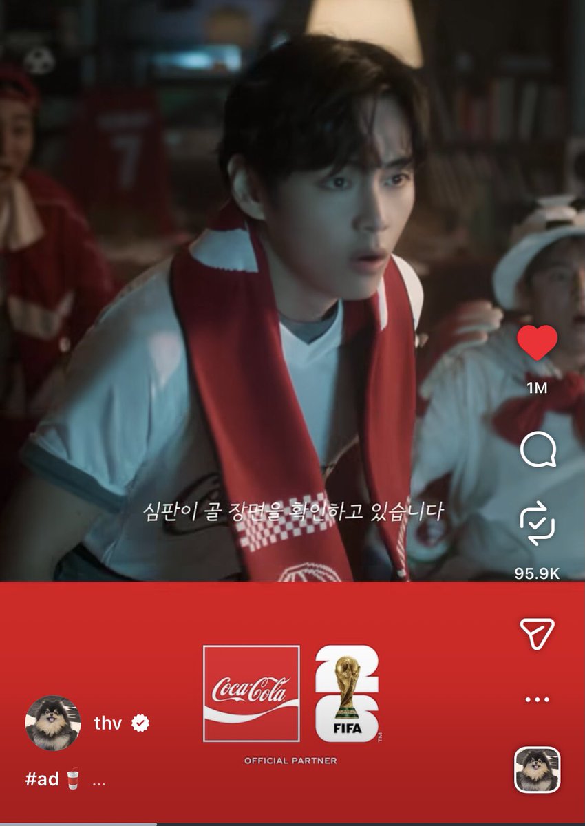 BTSV_Youtube's tweet photo. Reminder to Like, Repost &amp; Share to Story/DM Taehyung's new reel for Coca-Cola x FIFA ⚽️:

- https://t.co/pUlqEfKxFt https://t.co/IGvpxeHgai