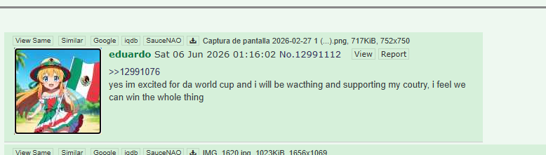 flokistaaa's tweet photo. THIS IS BIG.

4CHAN CREATED A WORLDCUP CHAN MASCOT FOR THE HOSTING COUNTRY MEXICO.

HER NAME IS SOFIA.

https://t.co/BMUrDrgLQF https://t.co/GjxQ2dKC1N