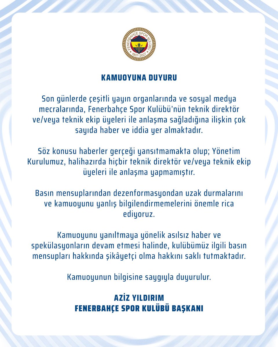 darkwebhaber's tweet photo. Fenerbahçe, Aykut Kocaman ile anlaştığı iddialarını yalanladı. https://t.co/fsYSyExiKZ