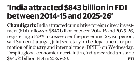 bykarthikreddy's tweet photo. India attracted $843 Billion in FDI between 2014-15 and 2025-26 under PM Modi Govt

This is 169% increase over the preceding 12-year period https://t.co/GDMvDaqqhp