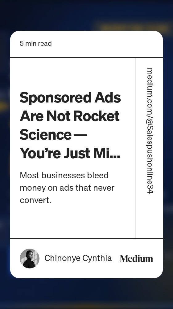 cyinthae's tweet photo. I started writing again 🎉

Read “Sponsored Ads Are Not Rocket Science — You’re Just Missing These Tricks“ by Chinonye Cynthia on Medium: https://t.co/wBYiJ3P8oH https://t.co/6mPXboTo2T