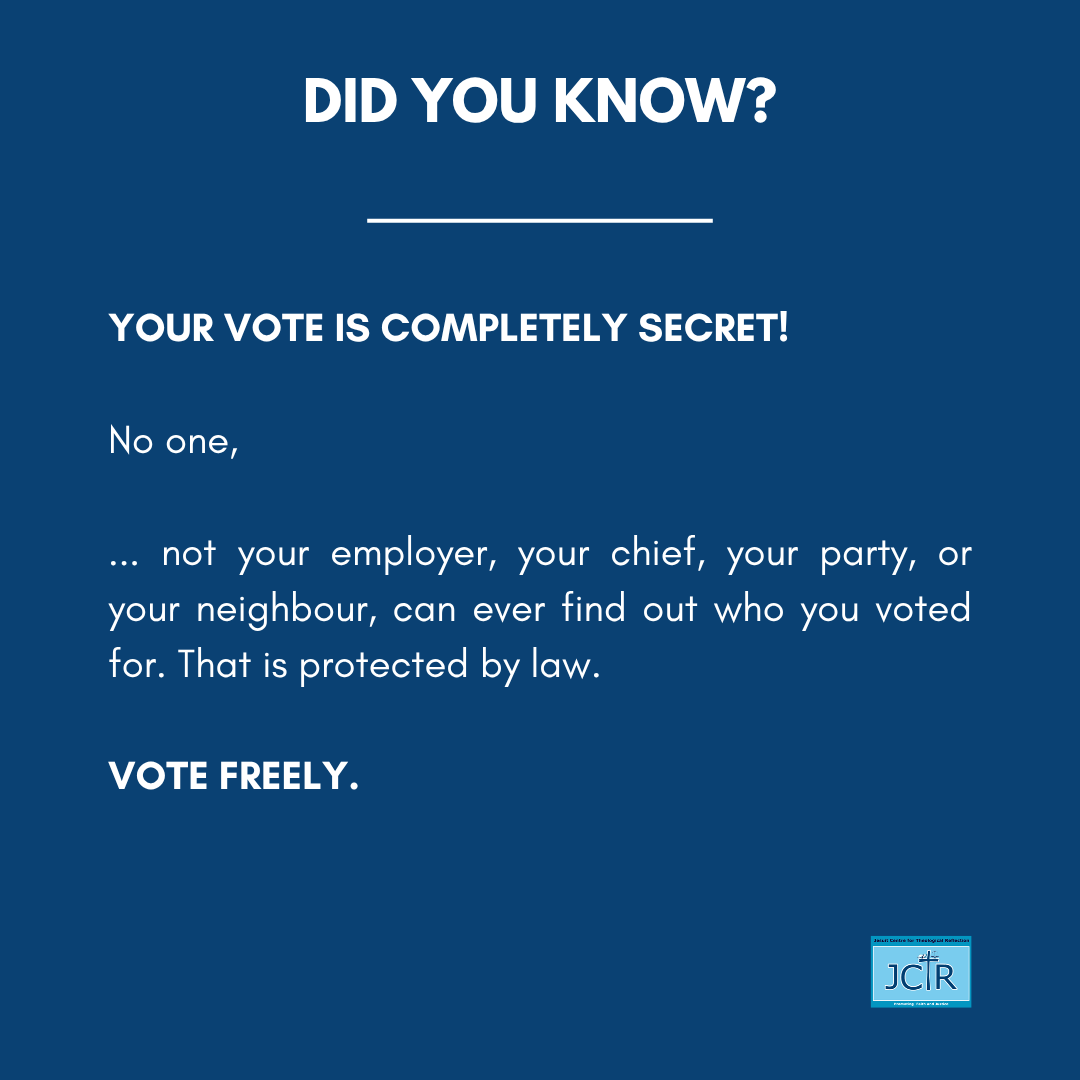 JctrOrg's tweet photo. No one will ever know how you voted. 🗳️

Your ballot is secret, your choice is yours, and your voice matters. Vote freely.
#ZambiaVotes2026 https://t.co/9mtLUB8Xni