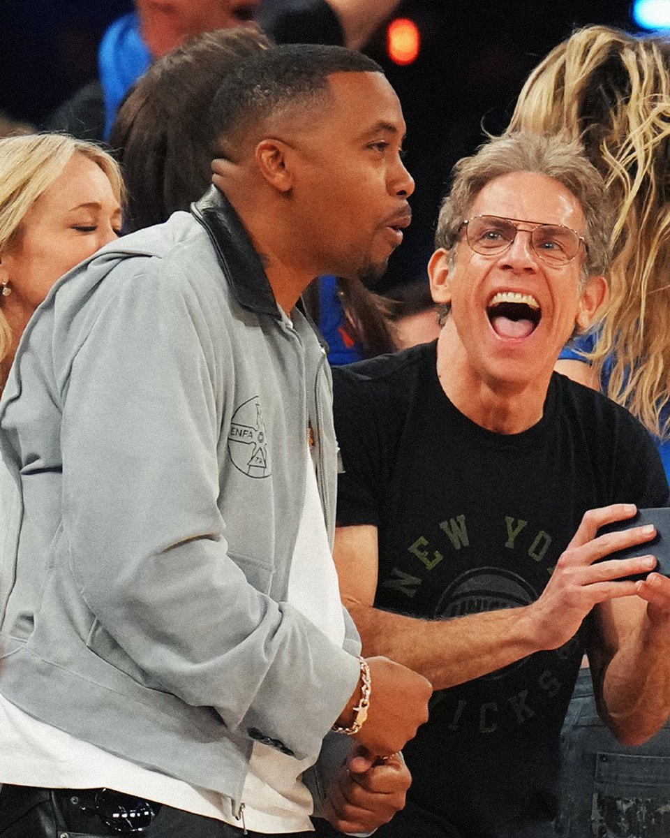NBA's tweet photo. ⭐️ Nas &amp; Ben Stiller https://t.co/6yT5K3Bblh