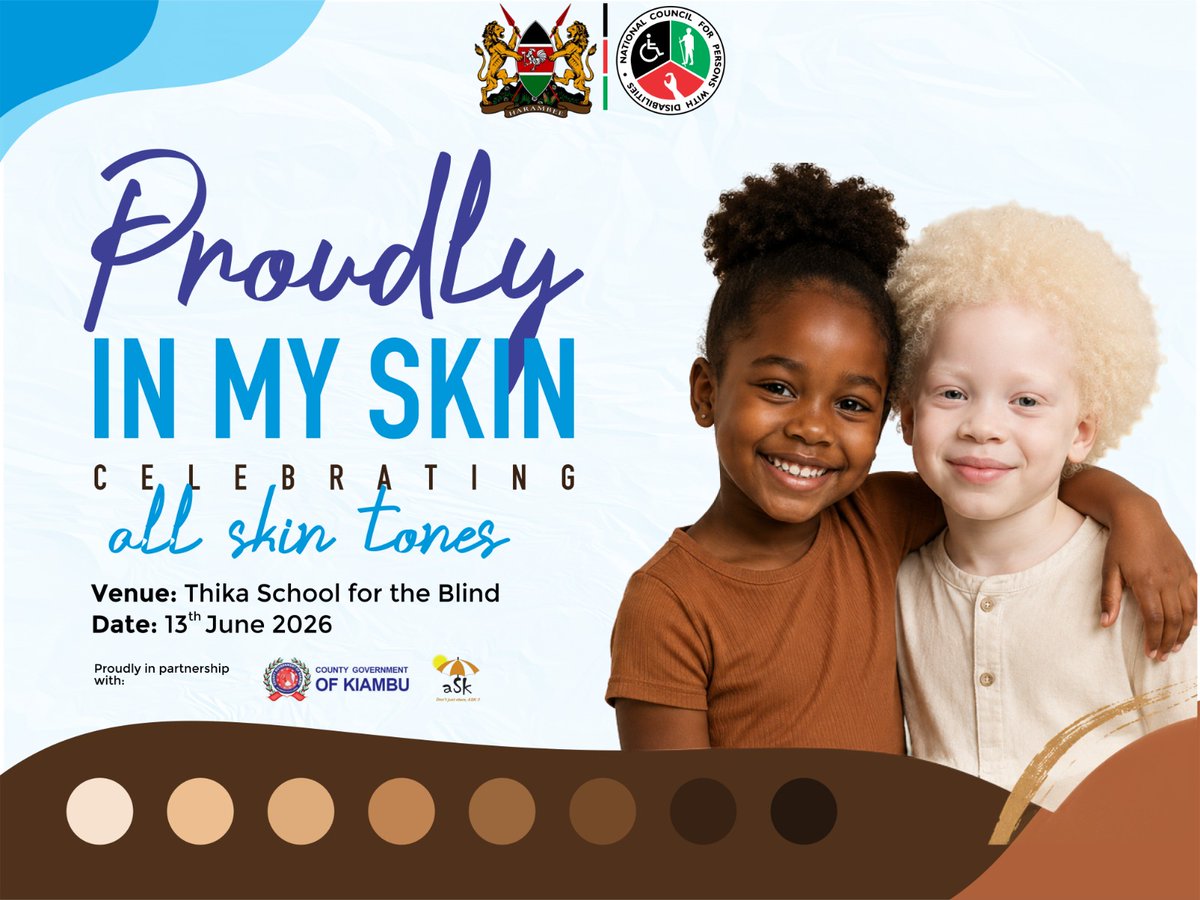 Ncpwds's tweet photo. Join us to celebrate International Albinism Awareness Day 2026

This year’s theme, "Proudly in my skin: celebrating all skin tones," is a powerful call to dismantle appearance-based stigma &amp; combat color discrimination. Let’s build a world of true inclusion. #IAAD2026Ke https://t.co/c7P2rq73M9