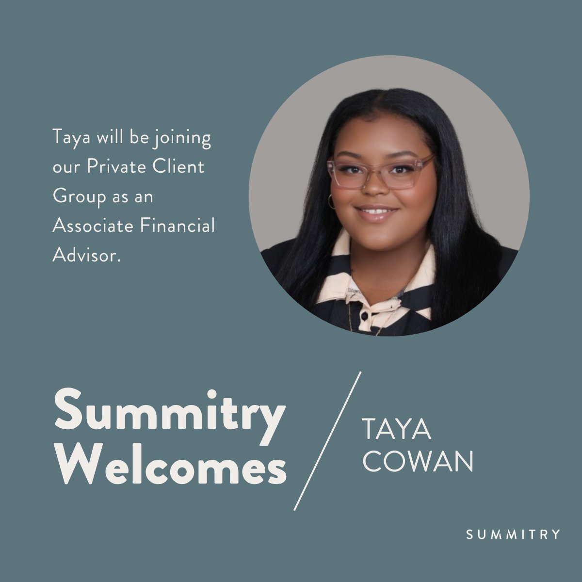 SummitryLLC's tweet photo. Taya, welcome to Summitry🎉 Meet Taya: she visited 3 countries in a single month, makes a mean red wine braised short ribs, and yes, she's a lefty. Welcome to Summitry, Taya! We're glad to have you! https://t.co/Lwvyhnkb2B