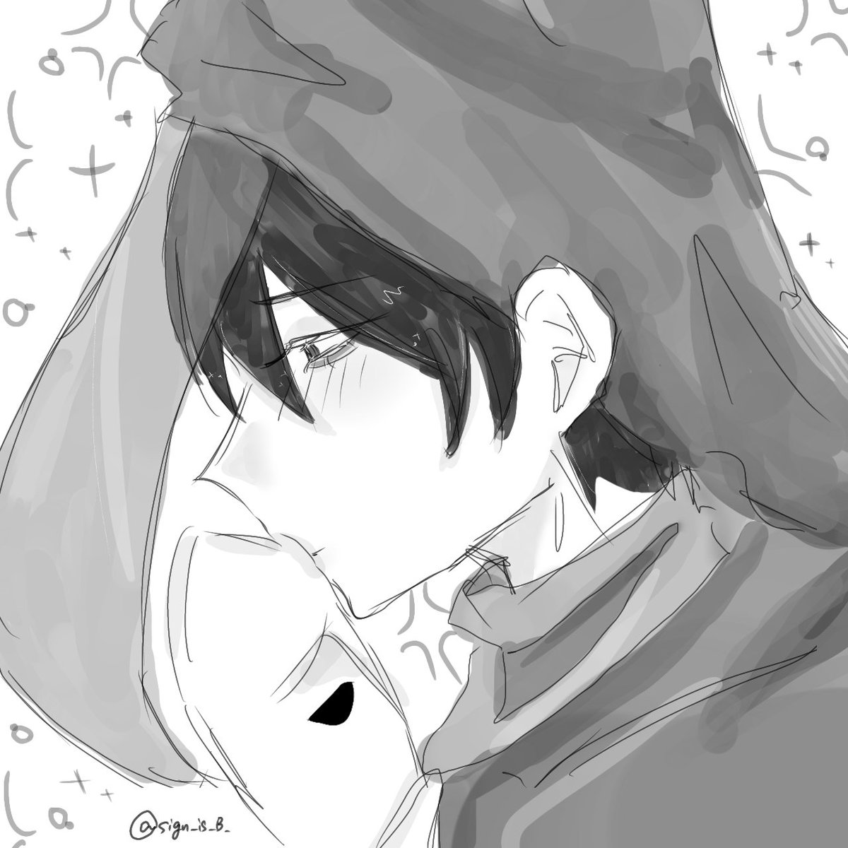 Sign_is_B_'s tweet photo. 🏷③ 黒マス / ⬛️🎭
1番好きな漫画のワンシーン‼️😭
メープルさん宅の⬛️🎭神聖でめろくて大好きです、まだ5%（烏滸がましいですがﾈﾀ伝わってほしい）しか⬛️の魅力を引き出せてなくて本当に申し訳ない https://t.co/Nq2QMRUtWP