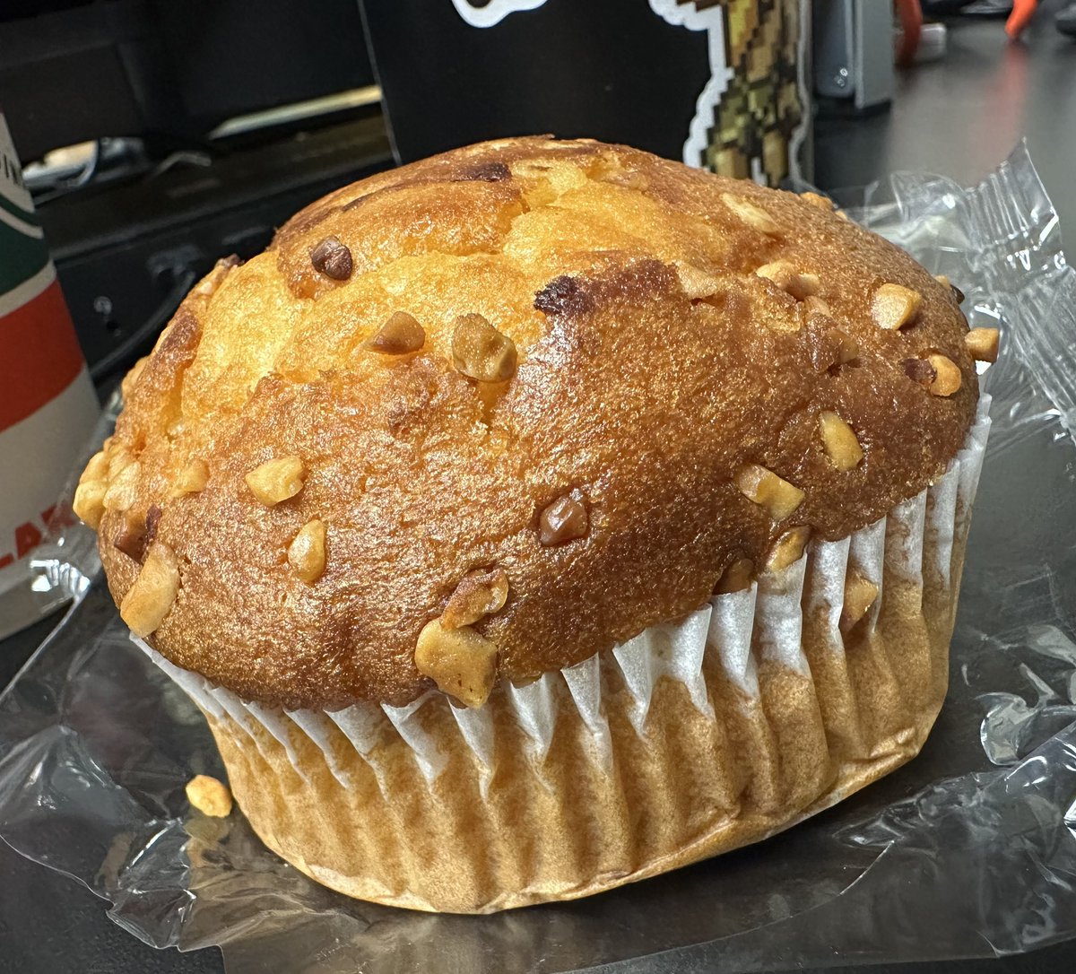 ThisIsFineG's tweet photo. Happy Thursday Homies!!! Apparently it’s gonna hit around 95 degrees today and I might just die 😭 but before that I got miself a coffee and my favorite Muffin!!! I’m a REAL SLUT for any Banana Nut bread type thing esp if u add a coffee 🤣🤣🤣 hope yall have a good one and enjoy! https://t.co/Wd5KnA4mtd