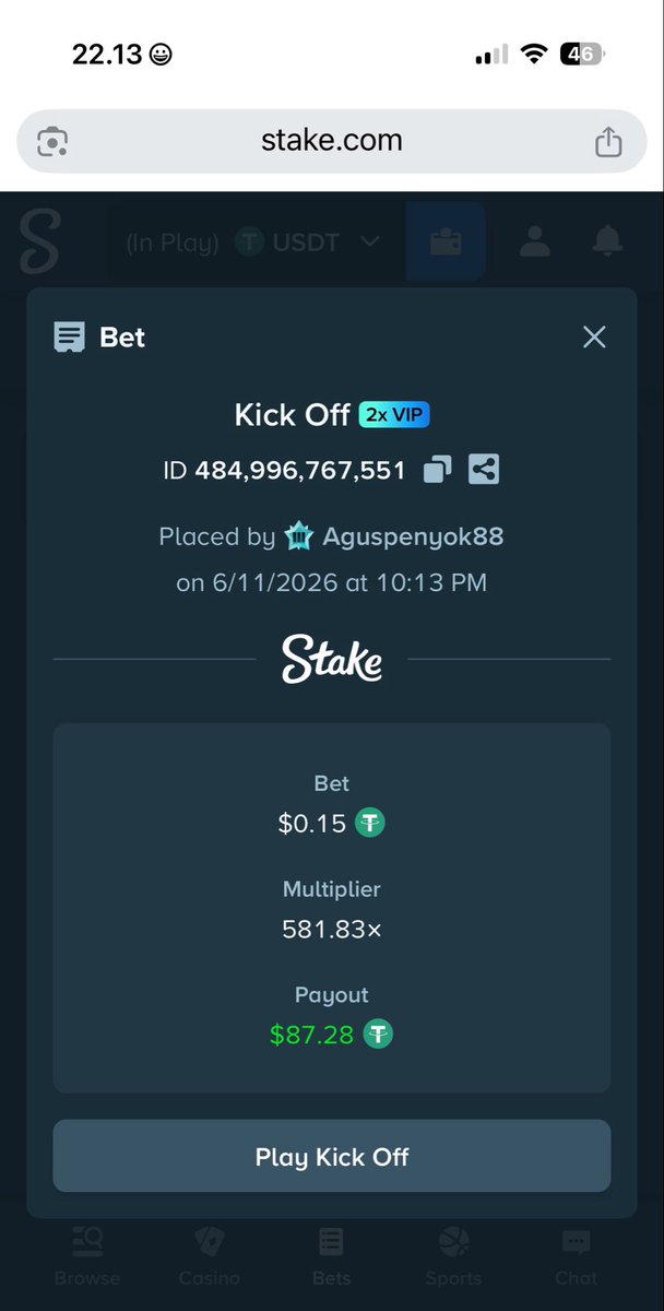Kambingcaate's tweet photo. LFG Kick Off! Ready for double β½οΈ
Stake β Aguspenyok88
Bet ID β casino:484996767551
#DonutKickOff @donut_slot https://t.co/oeSnYEKXUU