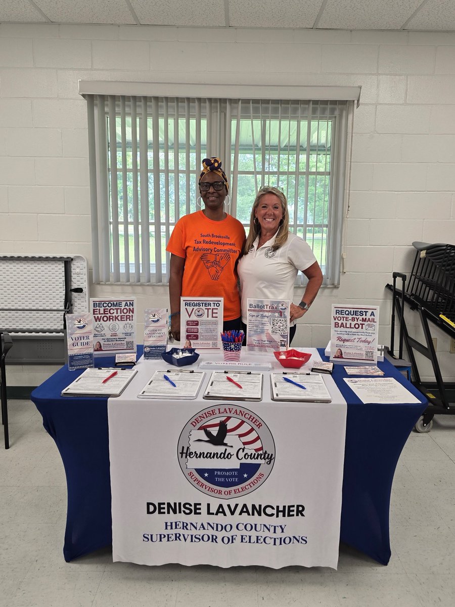 HernandoVotes's tweet photo. Thank you to South Brooksville Tax Redevelopment Advisory Committee and Hernando County Community Conversations for inviting us to attend their Voter Registration Drive! We cherish every opportunity to get Hernando County ready for elections! 🗳️ https://t.co/njIlMmTri2