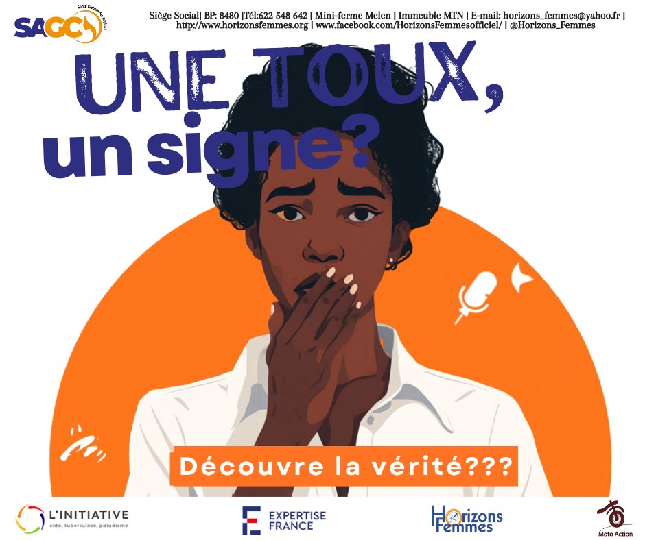 Horizons_Femmes's tweet photo. 🎙️NOUVEAU PODCAST | Une toux, un signe ?
Une toux qui dure peut cacher une tuberculose.
Le Dr Franck ELOUNDOU vous parle :
✔️ Des signes d'alerte;
✔️ Des moyens de prévention;
✔️ Du dépistage et traitement gratuits au Cameroun.
📅 Très bientôt !
#Tuberculose #Podcast #screening https://t.co/cHXWerFrRj
