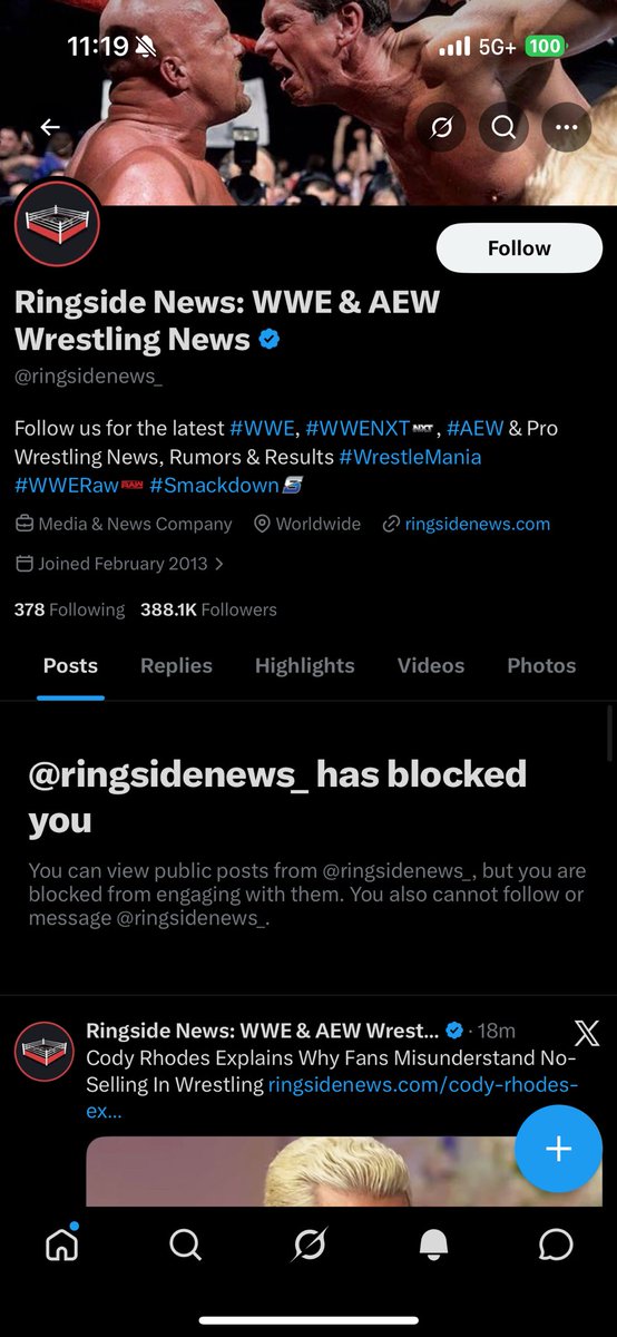 wantednemeth's tweet photo. oh look crybaby bitch @ringsidenews_ blocked me. 😂😂😭 fuck you bitch. Your account will get taken down in no time. Have the day you deserve, cunt muffin. https://t.co/sdtiFvF7tA