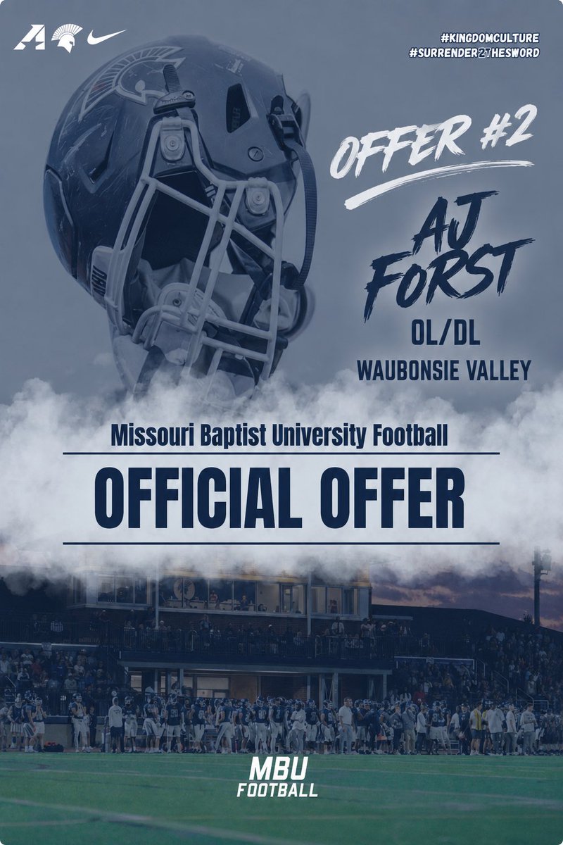 AjForst2027's tweet photo. After a great talk with @CoachCase77, I am blessed to receive an offer from @MBUFootball!!  Can’t wait to get on campus and learn more about the program and culture. @FOOTBALLWVHS @WVHSwrestle @offsznbrand @PrepRedzoneIL @EDGYTIM @DeepDishFB https://t.co/sRu01pwf38