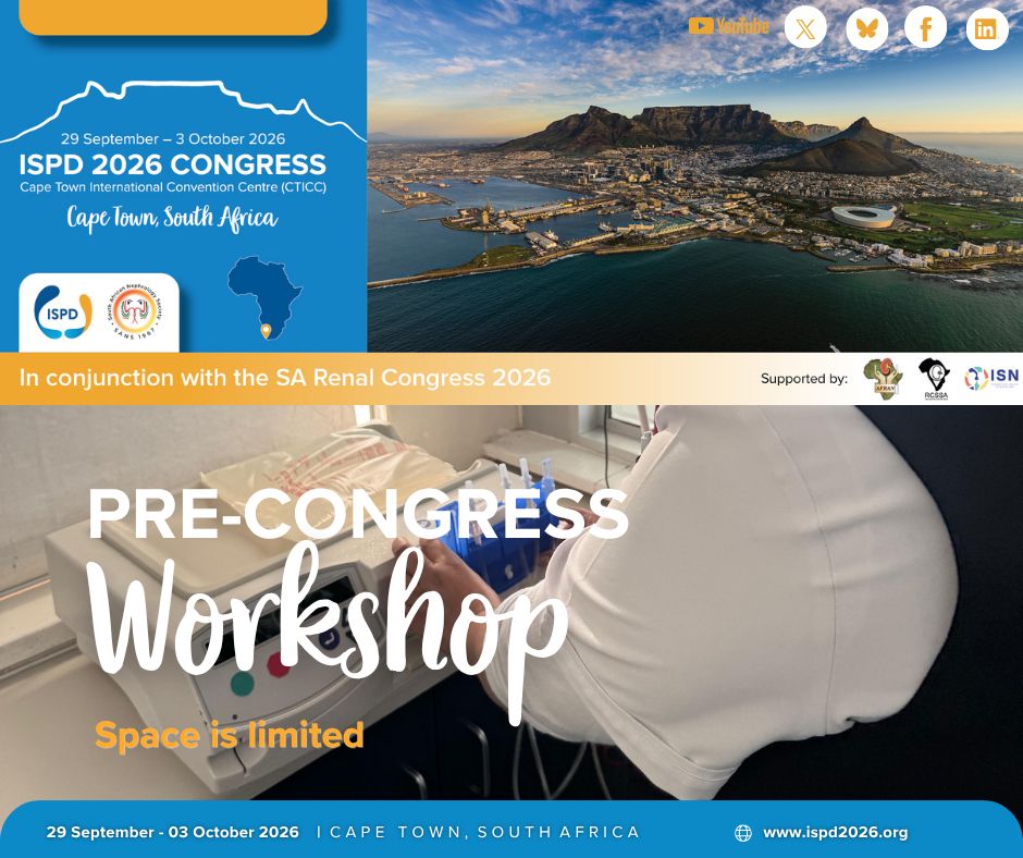 ISPDCongress's tweet photo. ⏳ Spaces are limited and time is running out!

Don't miss the ISPD 2026 Pre-Congress CME Workshops. Gain practical insights from leading experts and enhance your PD knowledge.

Register now: https://t.co/wsc8Z3TaBS

#ISPD26 https://t.co/dp23cWUd7Y