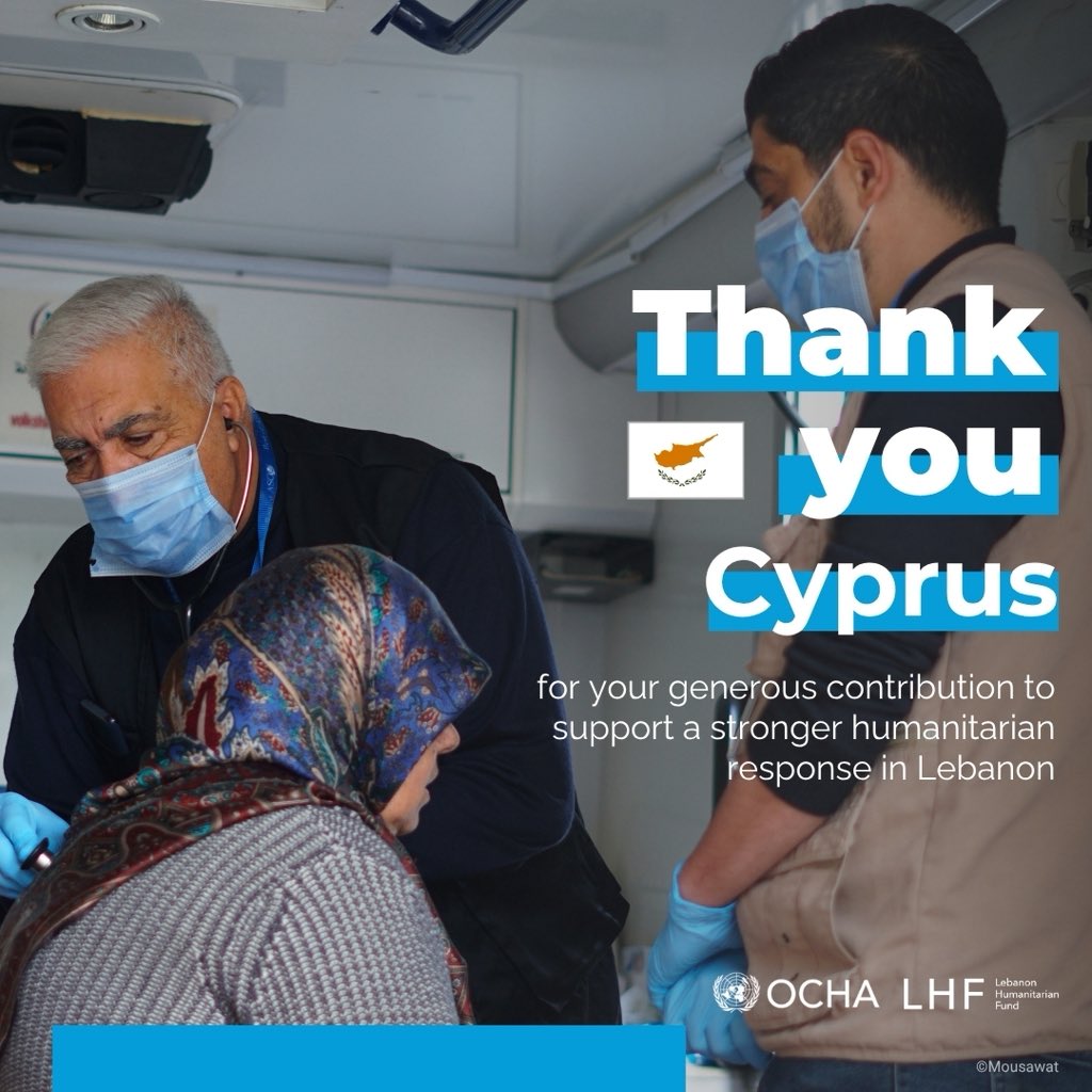 Imran_Riza's tweet photo. We thank our new donor #Cyprus 🇨🇾 for their generous contribution to the Lebanon Humanitarian Fund. Your support helps deliver life-saving assistance to internally displaced persons and the most vulnerable communities across Lebanon🇱🇧. Together, we #InvestInHumanity. https://t.co/461s3JKvuO