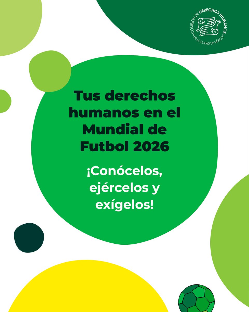 CDHCMX's tweet photo. 📣✊ Conoce tus derechos humanos y qué puedes hacer si son vulnerados, en el contexto del Mundial de Futbol 2026.

📄La #CDHCM edita este folleto donde se informa sobre los #DDHH que se deben proteger y garantizar. 

🔗https://t.co/xAFH6wncKs https://t.co/peGFPqQ0GF