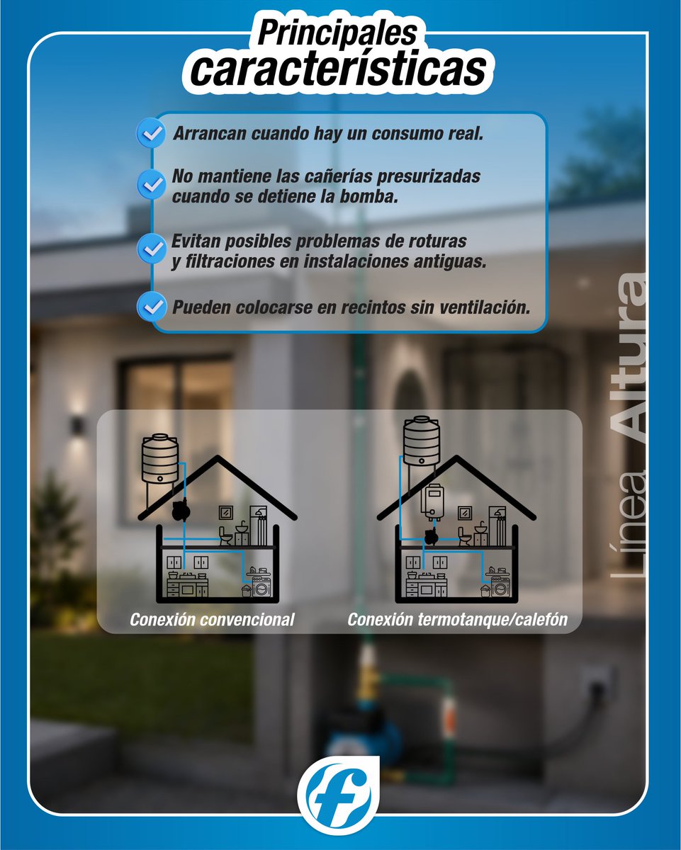 bombasfluvial's tweet photo. 💧 Línea FLU: la solución para instalaciones con baja presión de tanque elevado.

Diseñada para presurizar viviendas donde la altura disponible del tanque no alcanza para garantizar un correcto funcionamiento de duchas, calefones y otros consumos.

#Fluvial #BombasPresurizadoras https://t.co/29PxCdV4bs