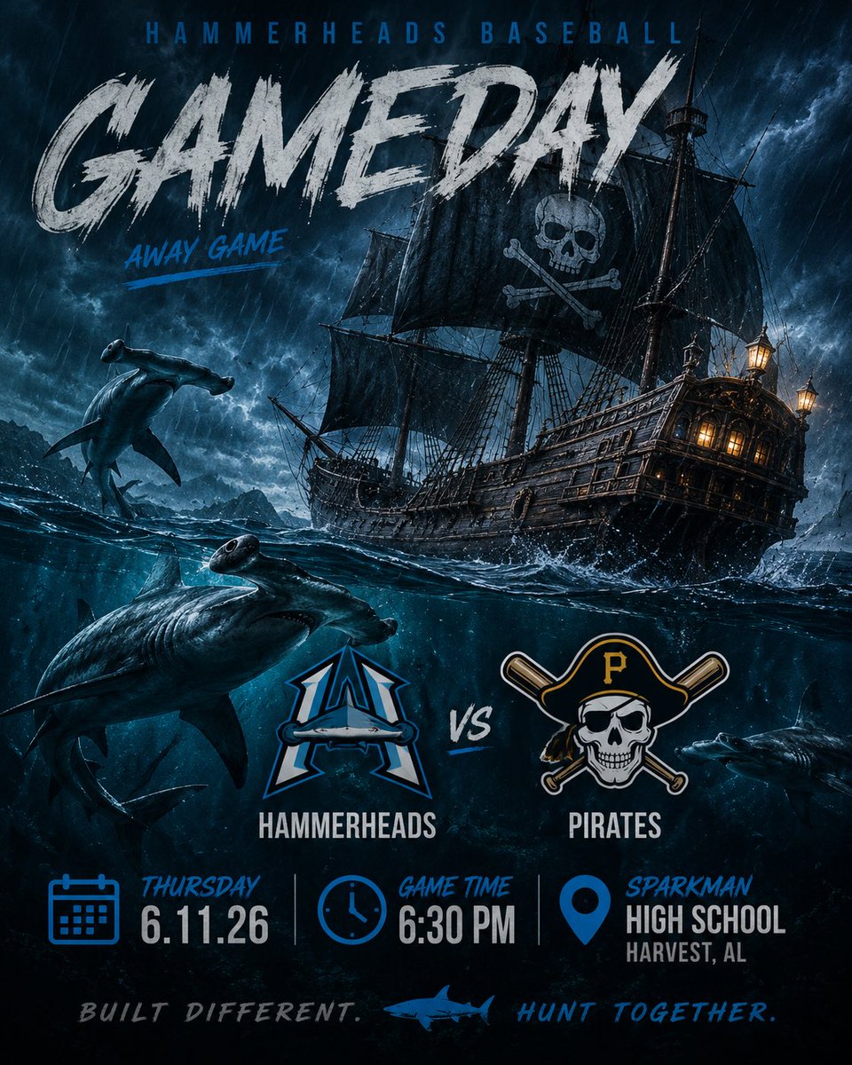 HSV_Hammerheads's tweet photo. Gameday! 😤🚨

Hammerheads vs Pirates tonight at 6:30 PM @ Sparkman High School! Your Heads are rolling and looking for their 3rd win in a row 🔥

Let’s pack the Shark Tank and get loud! 🦈💪
#GoHeads #PiratesBooty https://t.co/LVNgWCML91