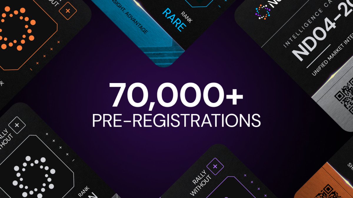 nodiens's tweet photo. 70,000+ Nodiens Intelligence Cards claimed.

Every one of them is already pre-registered for app access, in line to see the signal first.

Not holding one yet? This is your last chance. → https://t.co/2Qr9qYFw35 https://t.co/HJ2xSC7pdv