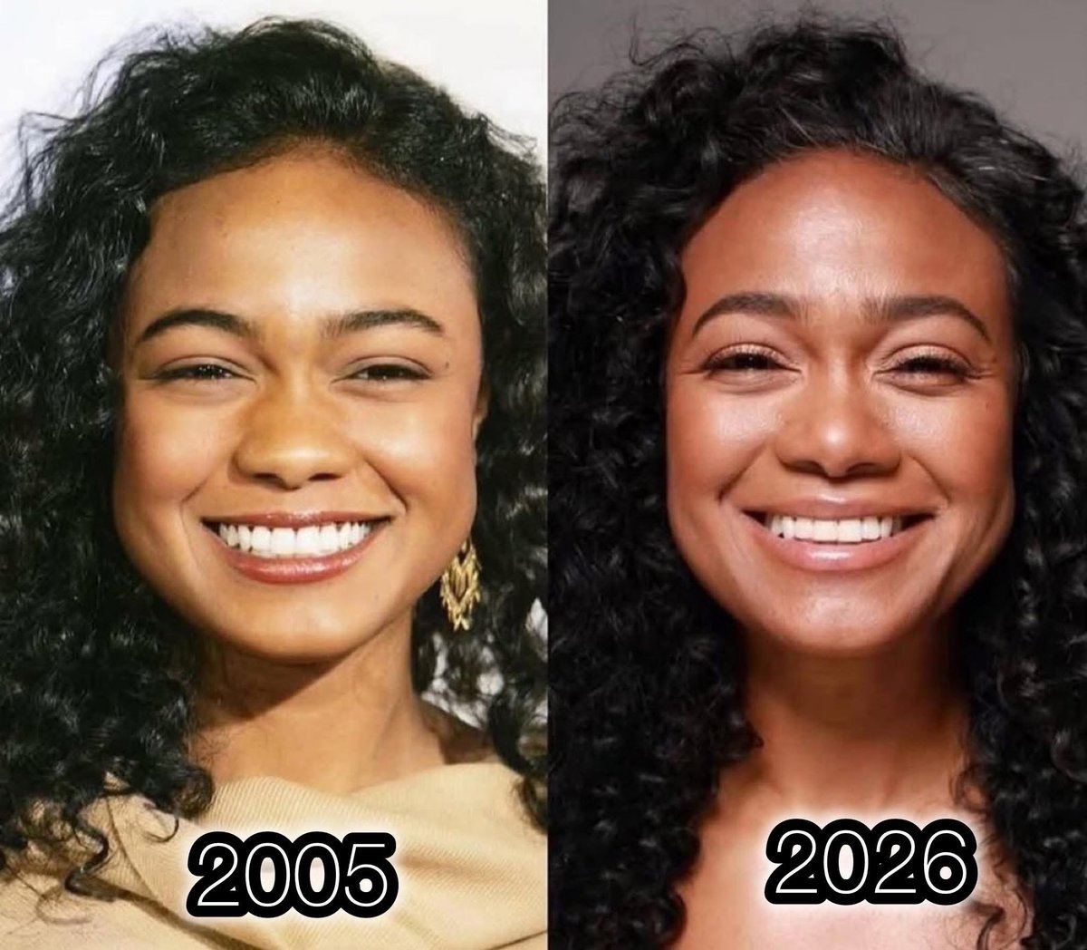 freakoutsideofx's tweet photo. Tatyana Ali at 25 (2005).  Tatyana Ali at 46 (2026). Her face card has always been lethal https://t.co/pIntlqSTJB