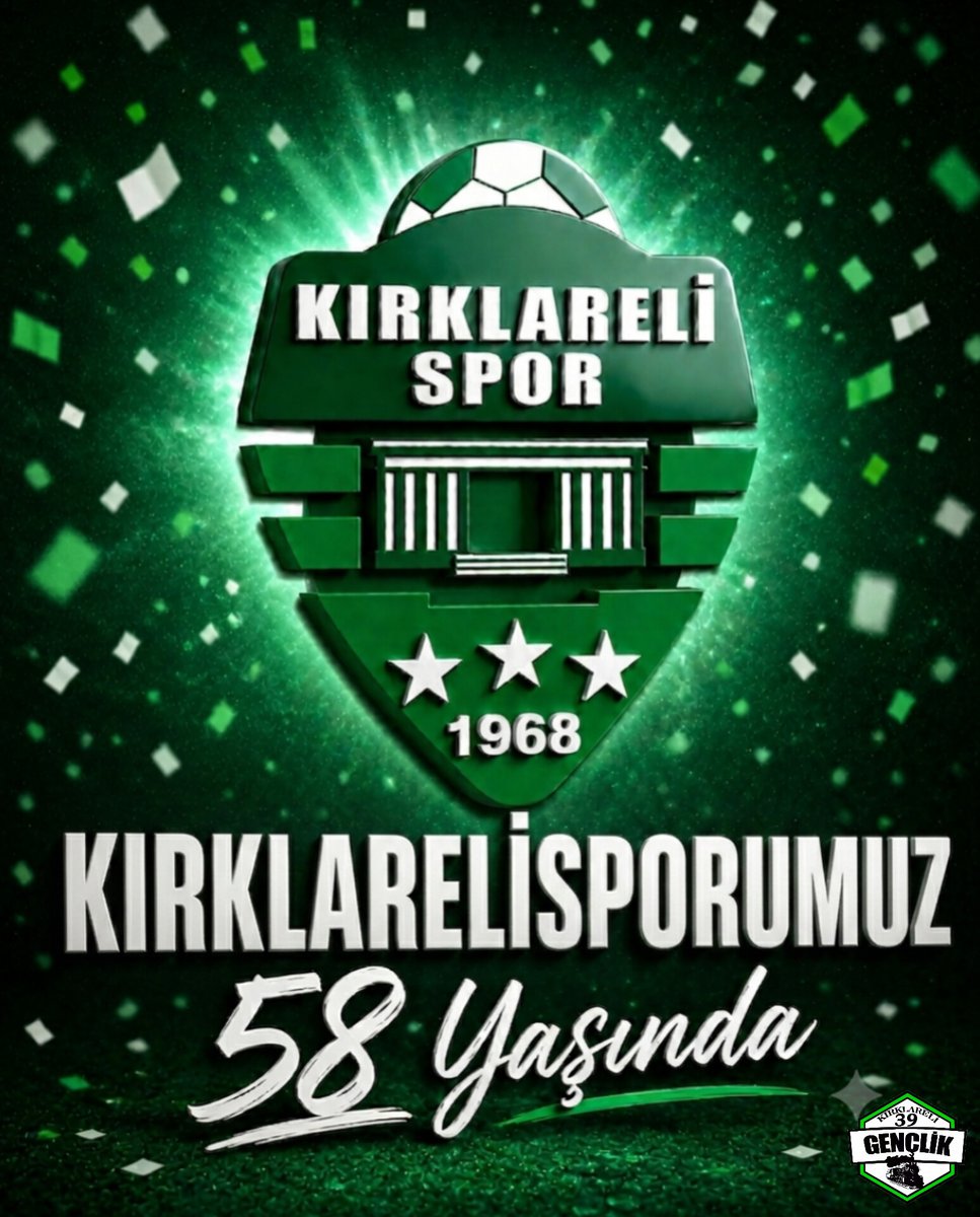 39Genclikk's tweet photo. Hepimiz Ölelim Kırklarelispor Yaşasın!!
Kırklarelisporumuz 58 Yaşında.
#39Gençlik https://t.co/5qUZYHFJCG