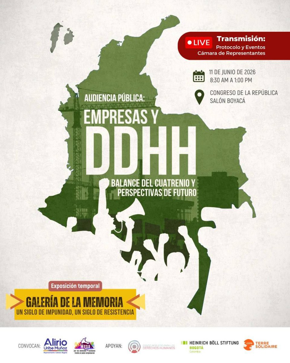 Linavelasqueze's tweet photo. La #MesaAmbiental de Jericó participa de la Audiencia Pública sobre #EmpresasYDDHH en 🇨🇴, un espacio para evaluar los avances y desafíos de esta agenda en los últimos 4️⃣ años y debatir los retos que deberá asumir el próximo gobierno.
🎥 Conéctate aquí:
https://t.co/0AEtsxZfeX https://t.co/yffVTFOTrQ