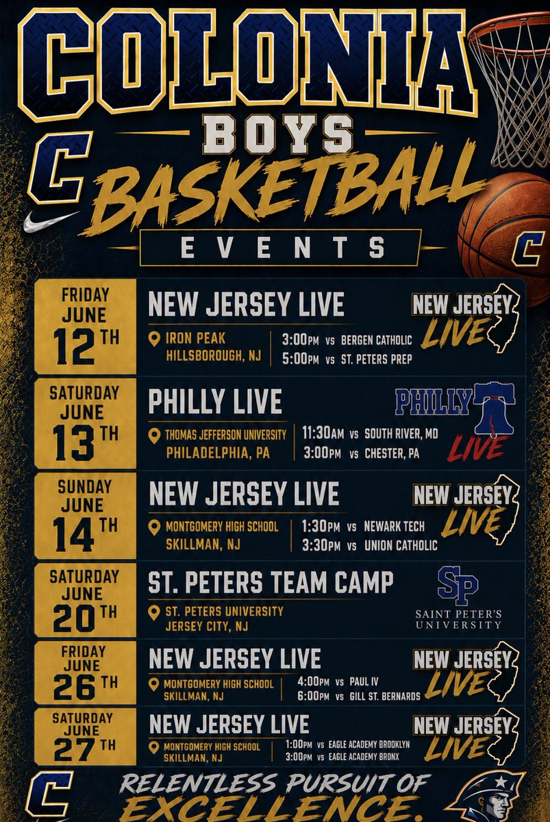 CTownHoops's tweet photo. 🔒Locked in this weekend!! 
Check our guys out!! #CTownHoops

🏀 Fri, 6/12 - Jersey Live 
3pm &amp; 5pm at Iron Peak, Hillsborough, NJ

🏀 Sat, 6/13 - Philly Live 
11:30 &amp; 3pm at Thomas Jefferson U, PA

🏀 Sun, 6/14 - Jersey Live 
1:30pm &amp; 3:30pm at Montgomery HS, NJ https://t.co/LA7DnlVUmt
