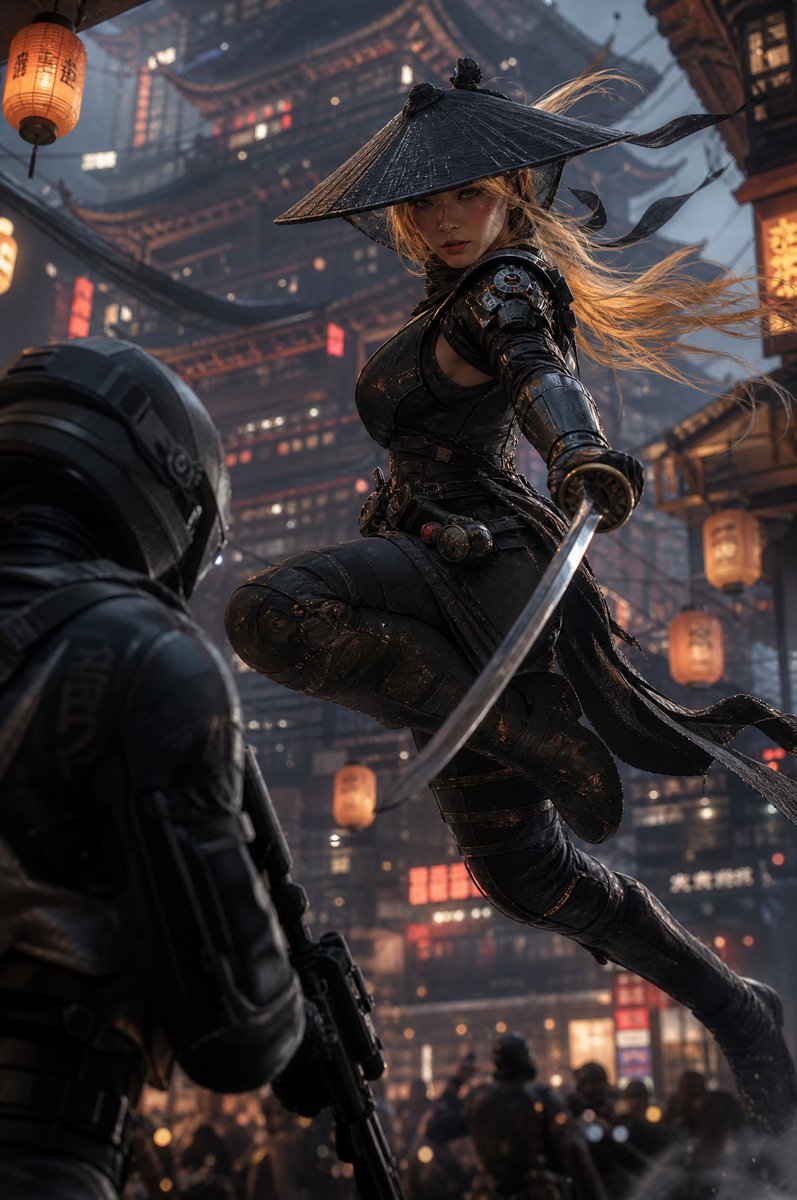 tealdog2's tweet photo. Cyberpunk Ghosts of Tsushima homage 

First two are Cyber Shinobi and last two are Kunoichi

Prompt in reply 

#aiart #aigenerated #GPTImage2 https://t.co/PoZut47y7L