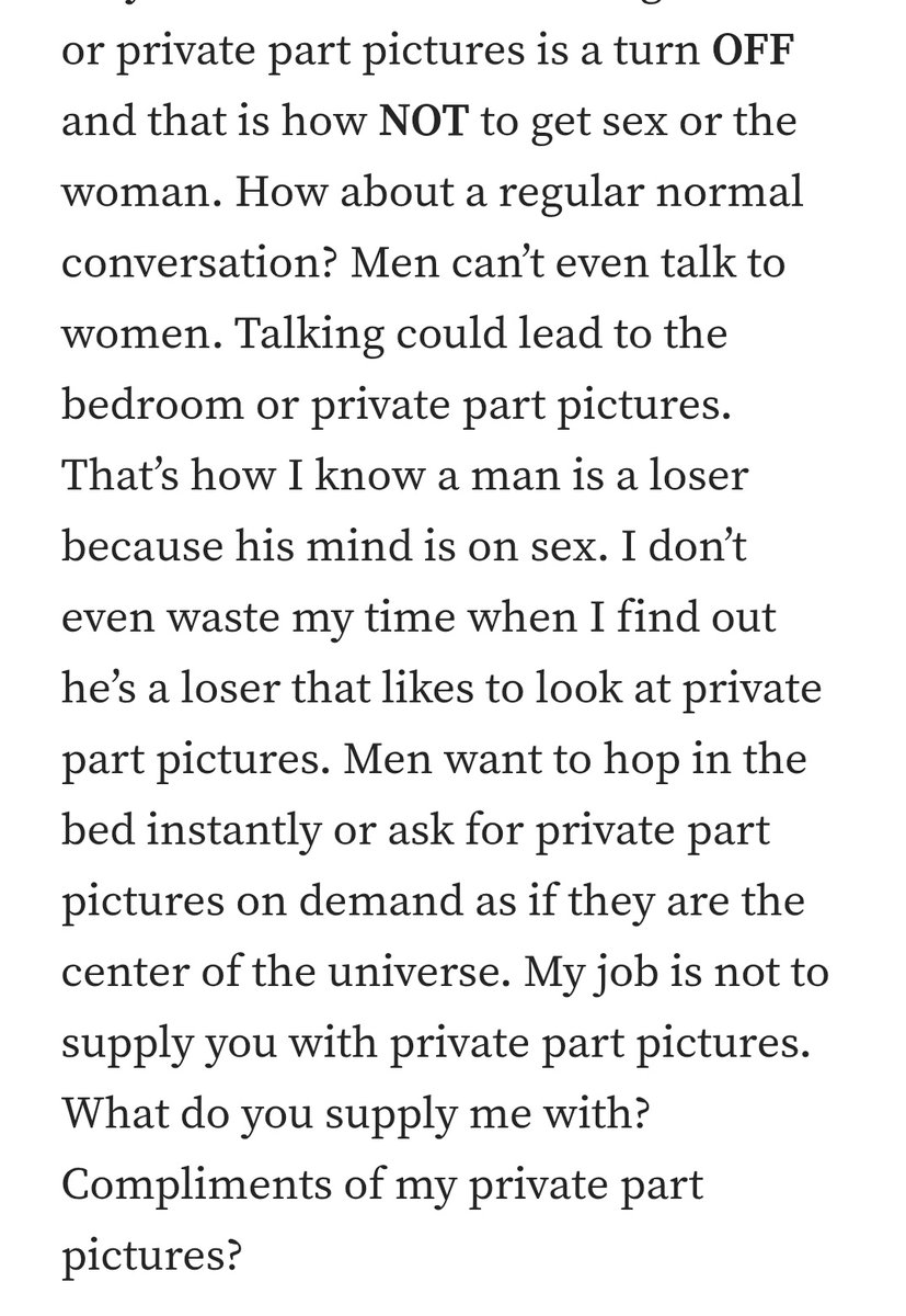 jacliveshere2's tweet photo. In the USA, all these screenshots combined is one type of man. I don't really like explaining this because I don't want the guy who was doing all this to me last year to modify his approach and target other women by modifying his approach and treating women like actual human beings. 

When he told me the idea of being with me "sounds fun and dangerous" I knew he was a serial cheater. Because the guy is married. But I said nothing. I didn't tell him anything I noticed largely because of my health issues that make it hard for me to communicate in real-time and the fact I was shocked he was writing me. Both things combined caused me to not think straight. 

Some men who are in a relationship or married find it thrilling to engage in something forbidden. I don't. It's even worse when some of them have relationship problems and view hooking up with someone else as a way to feel better. 

Concerning men who are not married or in a relationship, the ones who engage in these choices of words and ask for dirty pictures are into one night stands, friends with benefits, or just all out degrading women for their own pleasure. 

I made mental notes of everything he was saying to me and it built up to remove myself from him. If he's still tracking me online, I just want him to go away but oh well. This is the gross kind of American man.

As a woman, we know this based on the words men use in English to describe our body parts. It's just yuck.