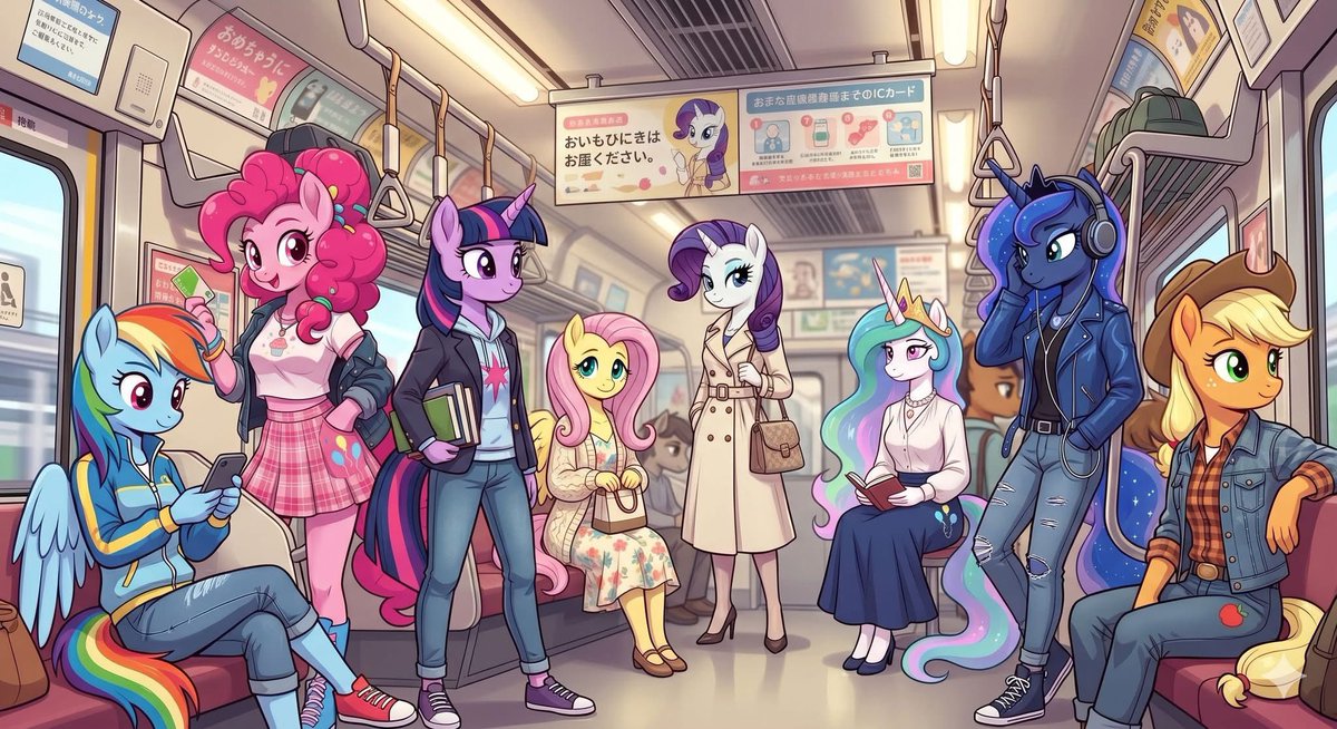 All aboard the friendship express! 🚆 The whole Mane 6 + royal sisters ...