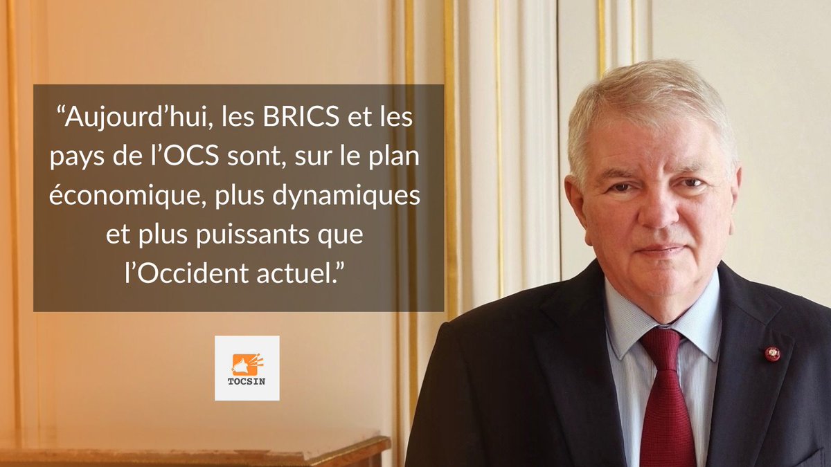AmbRusFrance's tweet photo. 🇷🇺🎙️ S.E.M. Alexey Meshkov, Ambassadeur de Russie en France, dans un entretien accordé à « Tocsin » :

💬 Le monde évolue vers un système multipolaire. La domination de l’Occident appartient au passé, et l’Europe a épuisé le potentiel de son héritage colonial. https://t.co/BxTi3zqAQs