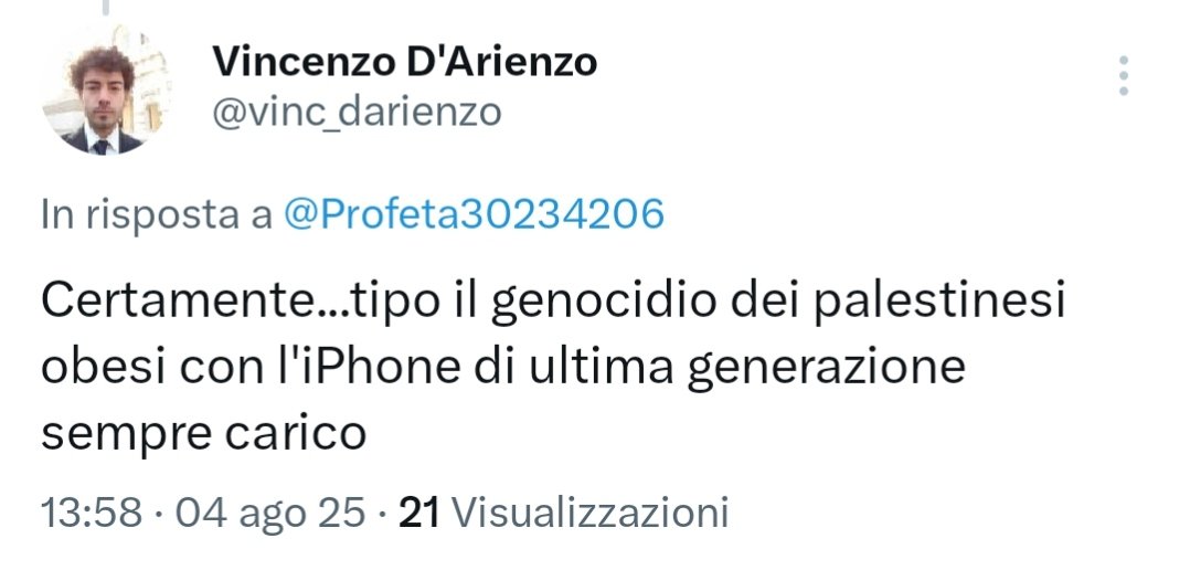 XErmete's tweet photo. @pier_falasca @Fabopolis @CarloCalenda @pinapic @marattin @DanieleNahum Siete semplicemente incommentabili. Santo dio ma una morale o un po' di valori ce l'avete? Come si può fare (anche lieve) sarcasmo su un GENOCIDIO in corso? 

PS. Vedo che sulla questione ne fa proprio un' abuso il buon @vinc_darienzo https://t.co/dekdxY2V3C