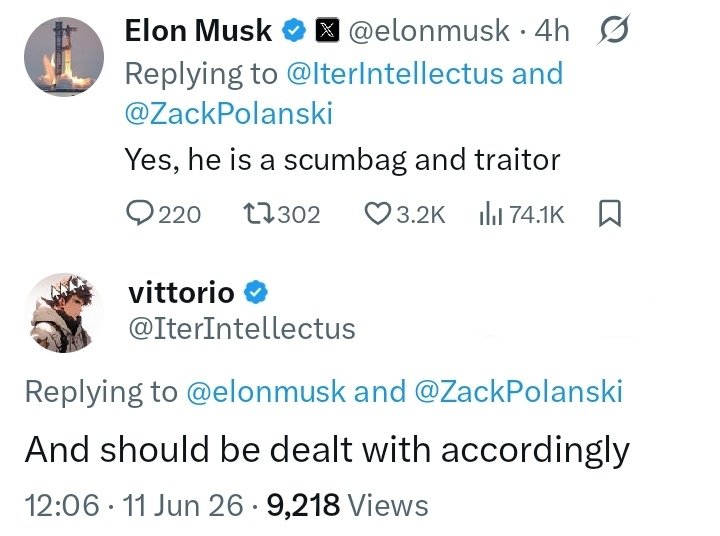 gingerrtom's tweet photo. Elon Musk is now calling Zack Polanski a "scumbag and traitor".

This reply was followed by a threat, this is what we are dealing with, this is what he encourages and enables. https://t.co/Z7wTfzPINU
