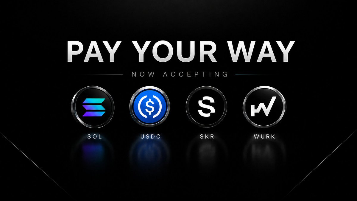 WURKDOTFUN's tweet photo. Payment options just leveled up🫰

You can now pay for jobs with $SKR, $USDC and ofc solana:ALR5X2H6THn2VDPoMtkVwxVktcN1kQGvxCwLfejzpump 

Post your job now → https://t.co/xXSR8tScMf https://t.co/yXTAPGeycE