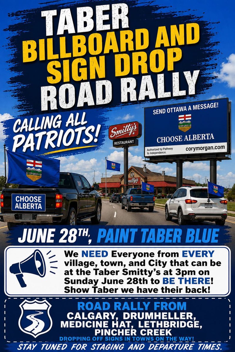 CoryBMorgan's tweet photo. On June 28th, we are going to paint Taber blue!

The Pathway to Independence campaign has been getting thousands of signs into the ground. 

Let's make sure Taber gets the most. 

They earned it! https://t.co/KuzDsqgXKR