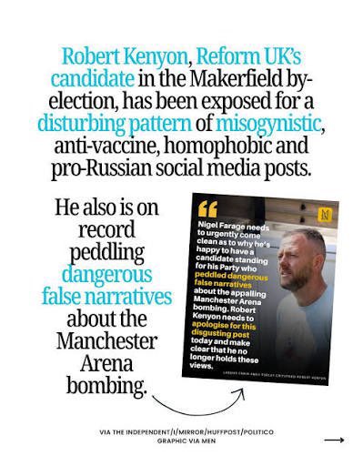 ElaineWharton1's tweet photo. @politixintheuk I’m a Makerfield resident, and you know what? Even if that were true it certainly doesn’t mean we want the likes of him as our MP.
Makerfield deserves better, much better.
#NeverReform 
#MakerfieldByElection https://t.co/tnXXQqQuwM