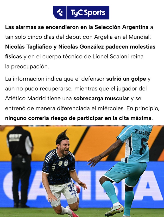 porquetendencia's tweet photo. "Tagliafico":
Porque informan que Nicolás Tagliafico y Nicolás González padecen molestias físicas https://t.co/jXA3E4glnQ