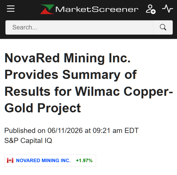 MonuKum41727138's tweet photo. TOTAL CONVICTION ALERT

I've been following NovaRed Mining Inc. for a long time, and after reading Motley Fool's latest Total Conviction article, I immediately thought about this company.

The article focuses on finding opportunities before they become widely recognized by the market.

NovaRed Mining Inc. currently controls 16,078 hectares at Wilmac, has identified 3 priority drill targets, reported an average of 0.639% Cu from 9 samples and a high-grade result of 1.670% Cu. Historical drilling returned 1,084 ppm Cu over 3.13 metres.

The reason the Motley Fool article feels relevant is because $NRED is still in the stage where new discoveries can dramatically change how investors value the company.

My valuation scenario remains C$5-C$10.

This is not a trade recommendation. Do your own analysis and make informed choices.

$INTC $MEHA $SNAP