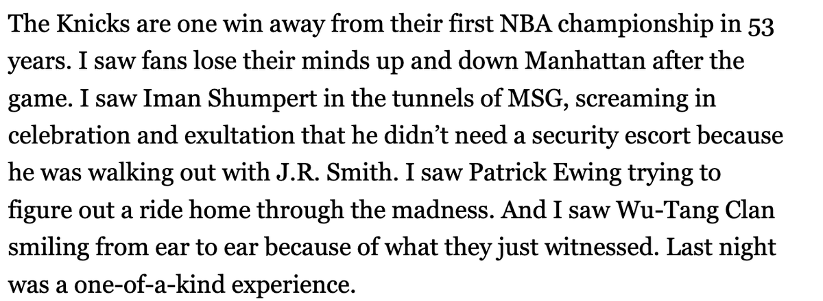 Reillymj's tweet photo. fun paragraph to read by @talkhoops  if you are a NYer/decades-long suffering Knicks fan/enjoyer of one of the greatest hip hop acts of all time: https://t.co/ReW0m38qjB